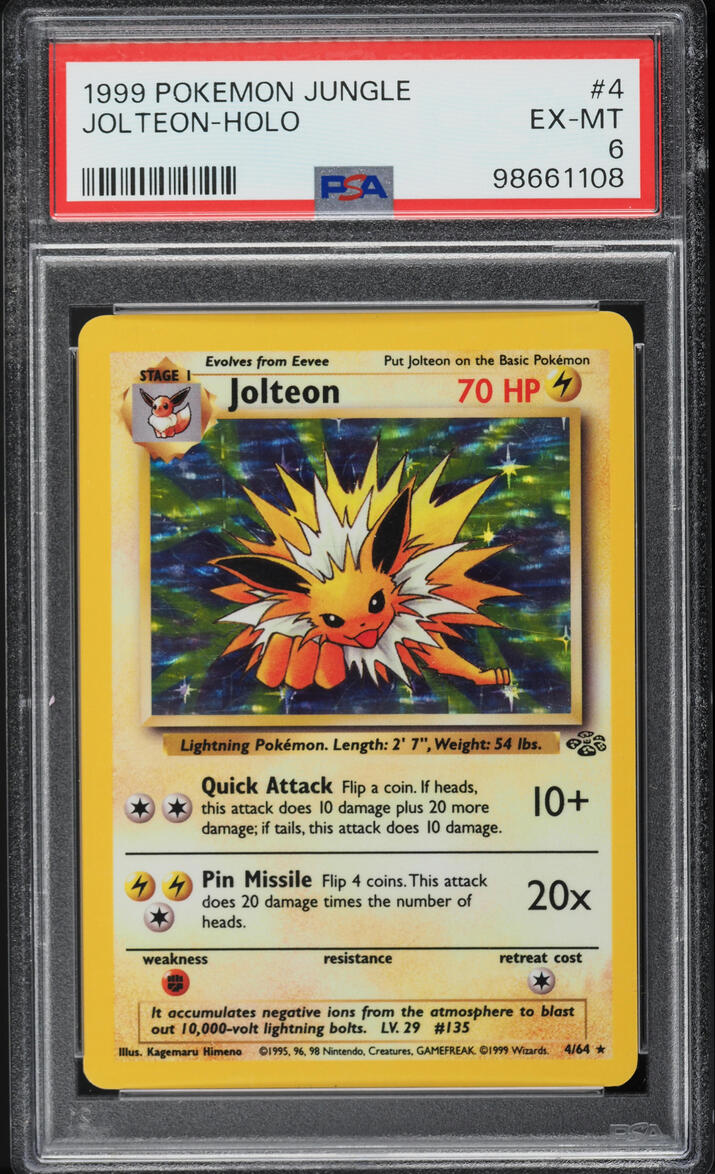 1999 Pokemon Jungle Holo Jolteon #4 PSA 6 EXMT