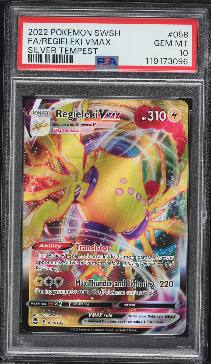 2022 Pokemon Sword & Shield Silver Tempest Alt Art Regieleki VMAX #58 PSA 10 GEM MINT