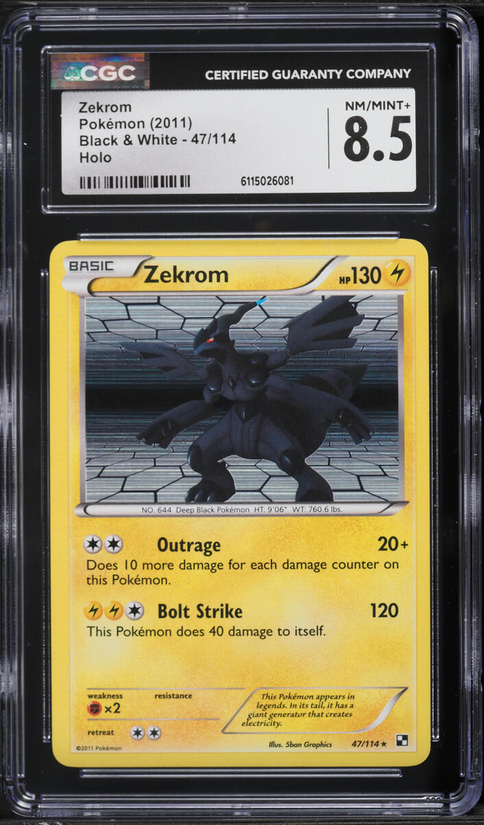 2011 Pokemon Black & White Holo Zekrom #47 CGC 8.5 NM-MT+