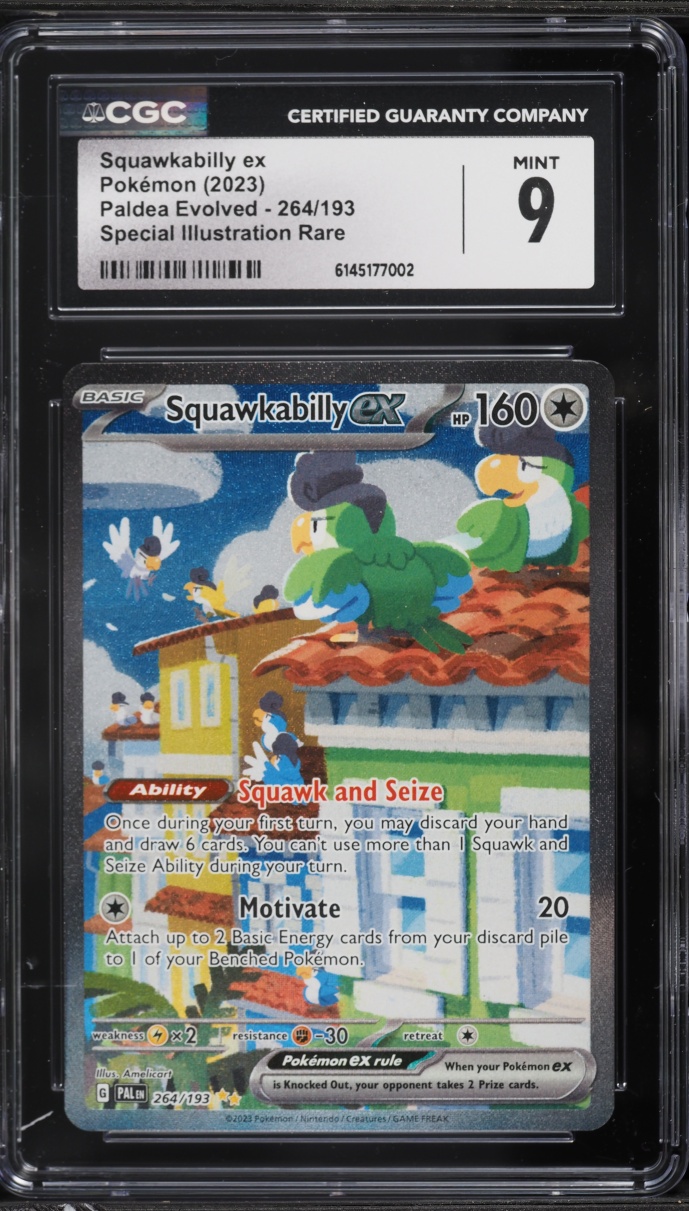 2023 Pokemon Scarlet & Violet Paldea Evolved SIR Squawkabilly ex #264 CGC 9 MINT