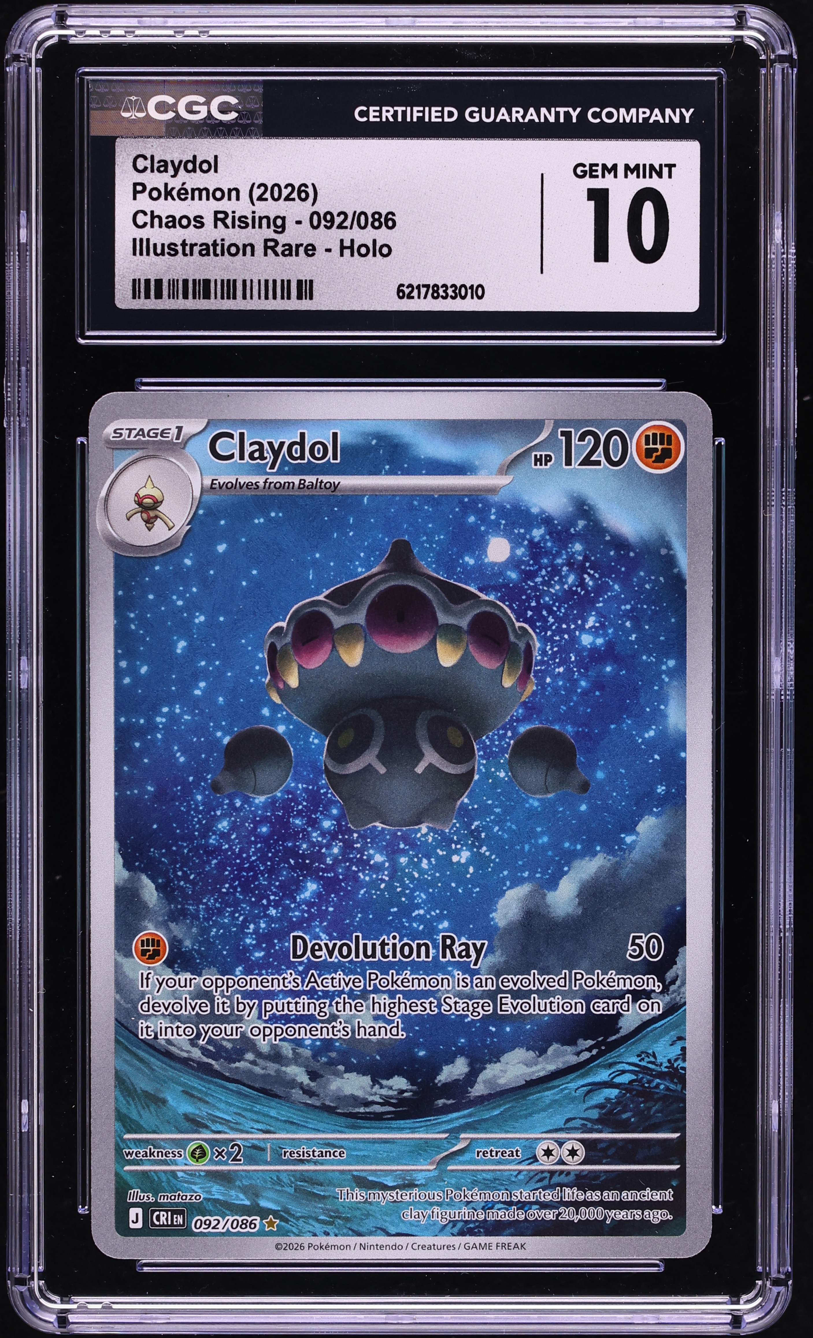 2026 Pokemon Mega Evolution Chaos Rising IR Claydol #92 CGC 10 GEM MINT
