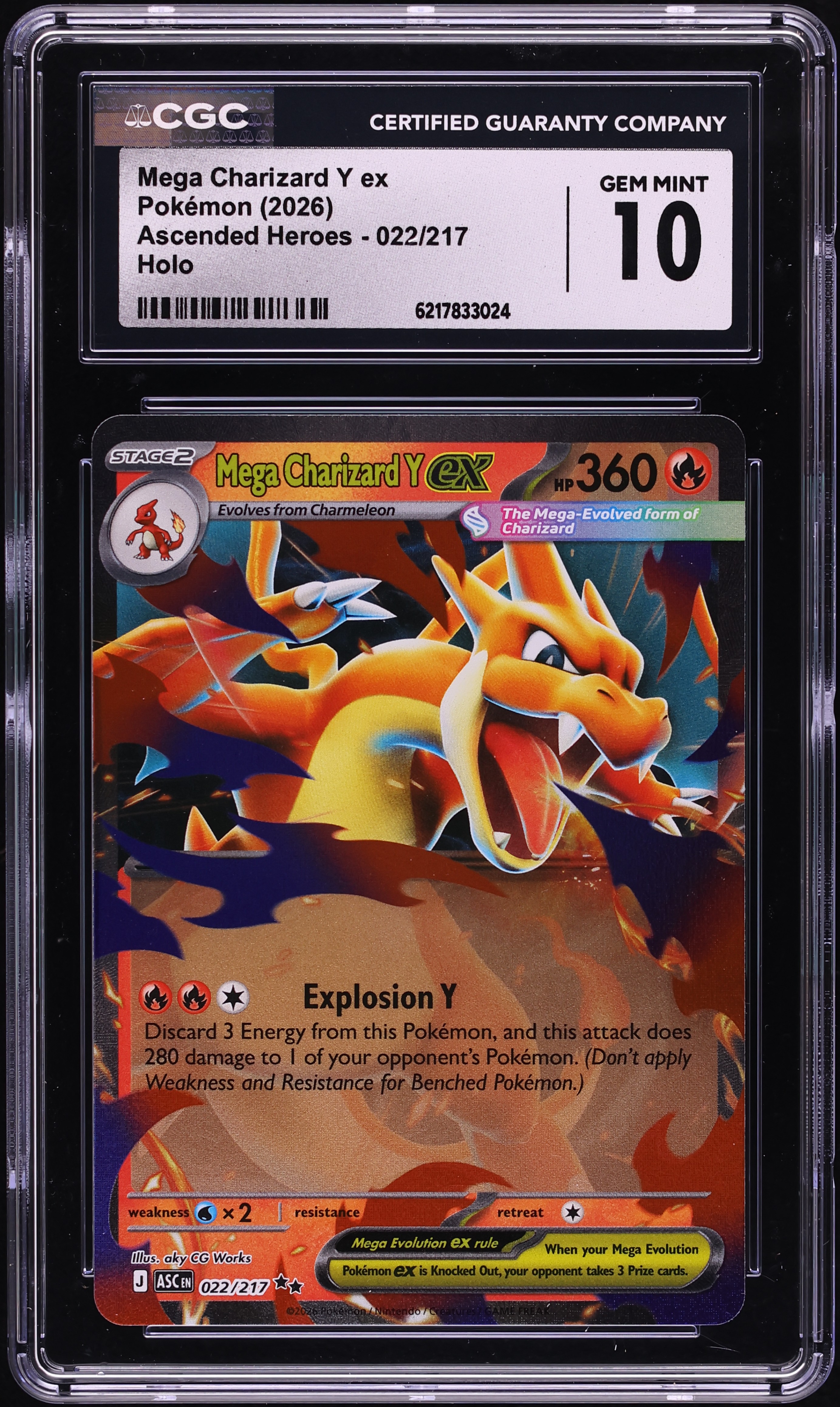 2026 Pokemon Mega Evolution Ascended Heroes Holo Mega Charizard Y EX #22 CGC 10 GEM MINT