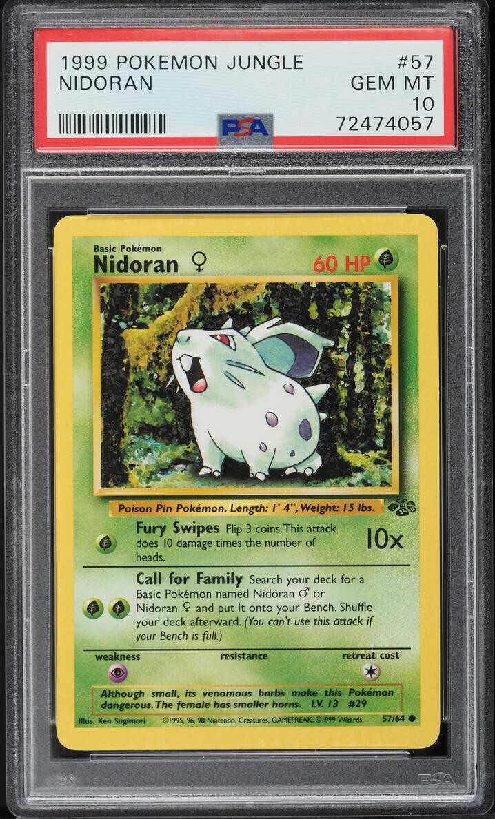 1999 Pokemon Jungle Nidoran #57 PSA 10 GEM MINT
