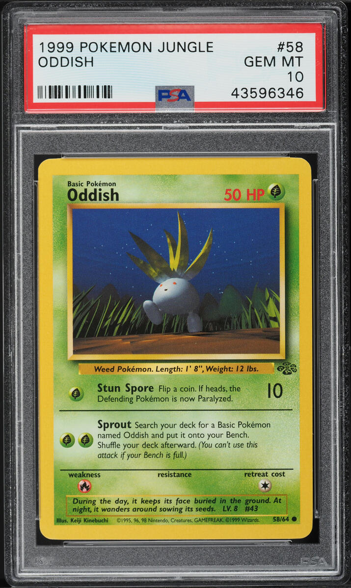 1999 Pokemon Jungle Oddish #58 PSA 10 GEM MINT
