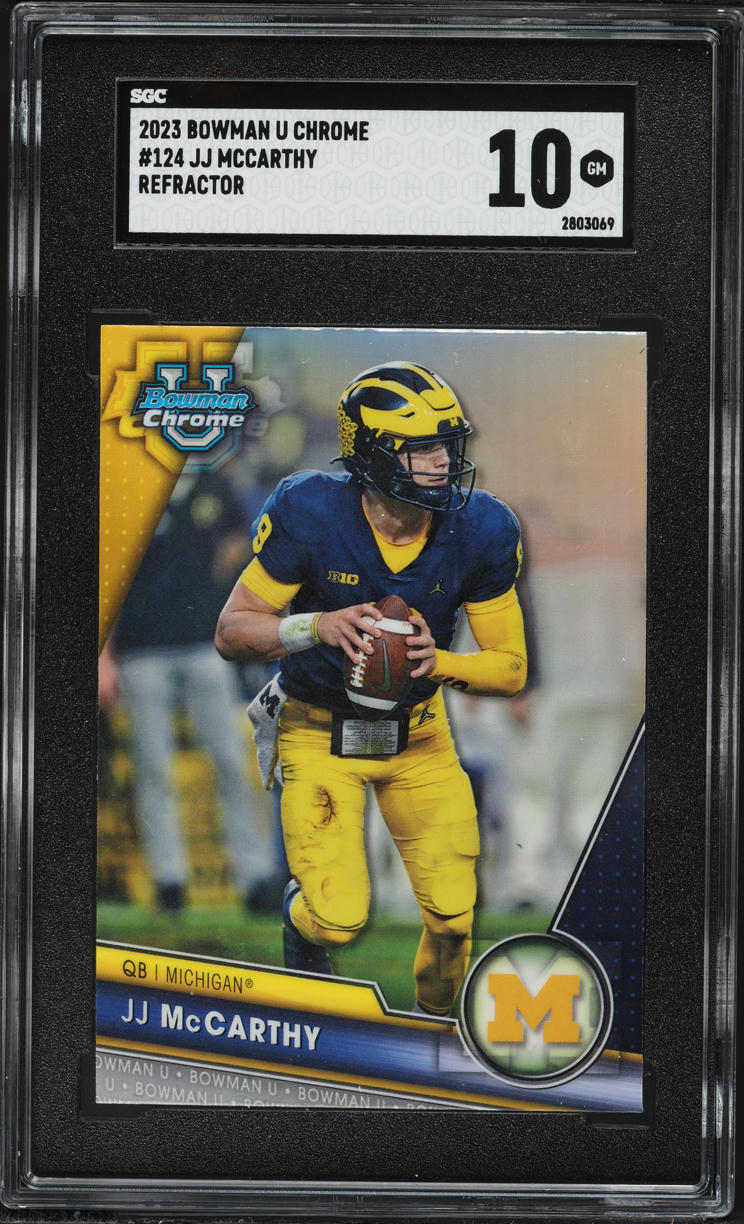 2023 Bowman Chrome University Refractor JJ Mccarthy ROOKIE #124 SGC 10 GEM MINT