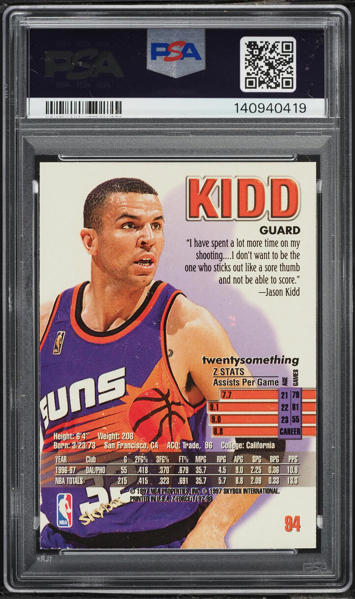 1997 Skybox Z-Force Jason Kidd #94 PSA 6 EXMT