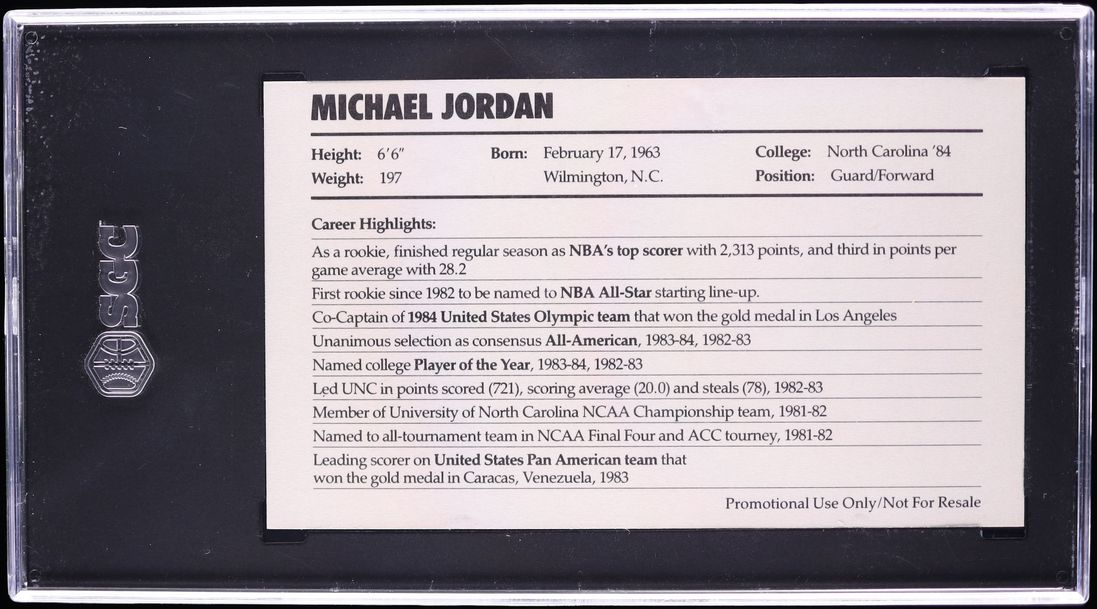 1985 Nike Promo Michael Jordan ROOKIE SGC AUTH