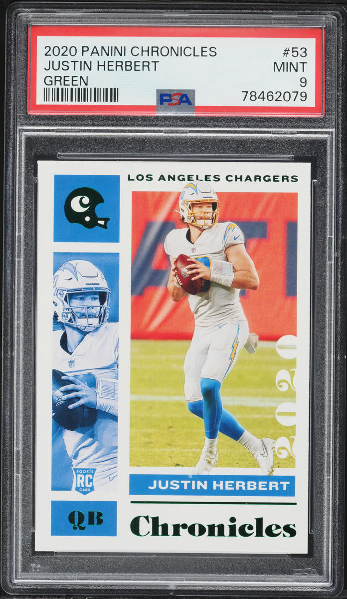 2020 Panini Chronicles Green Justin Herbert ROOKIE #53 PSA 9 MINT