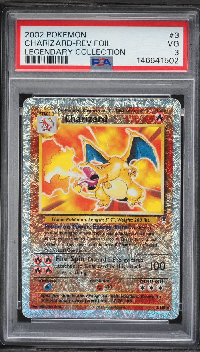 2002 Pokemon Legendary Collection Reverse Holo Charizard #3 PSA 3 VG