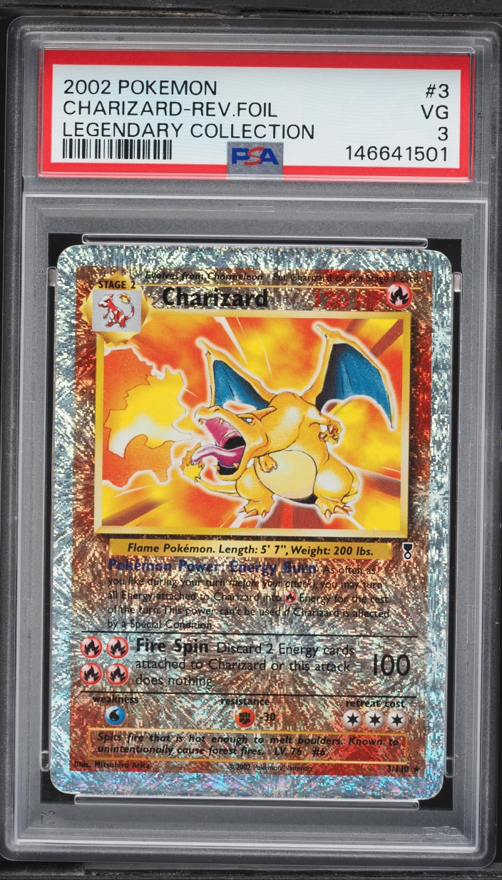 2002 Pokemon Legendary Collection Reverse Holo Charizard #3 PSA 3 VG