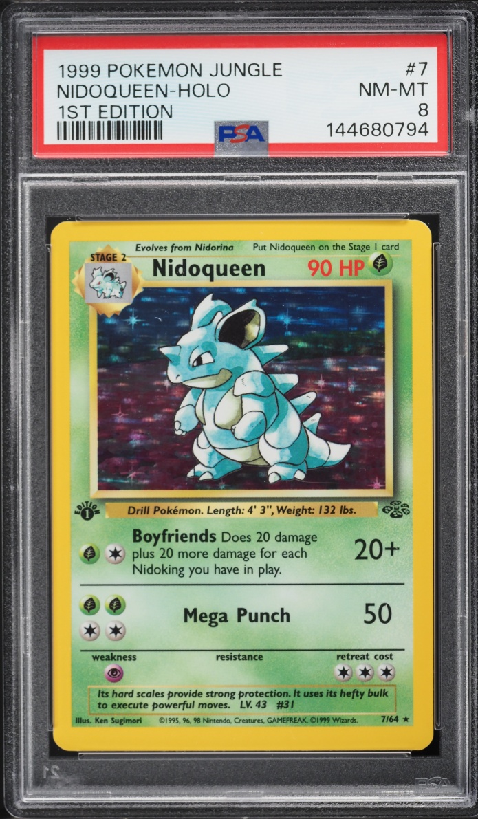 1999 Pokemon Jungle 1st Edition Holo Nidoqueen #7 PSA 8 NM-MT