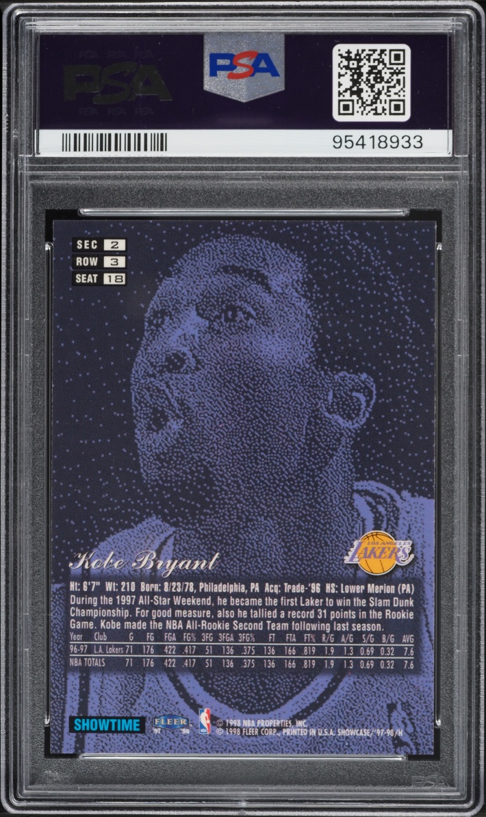 1997 Flair Showcase Row 3 Kobe Bryant #18 PSA 9 MINT