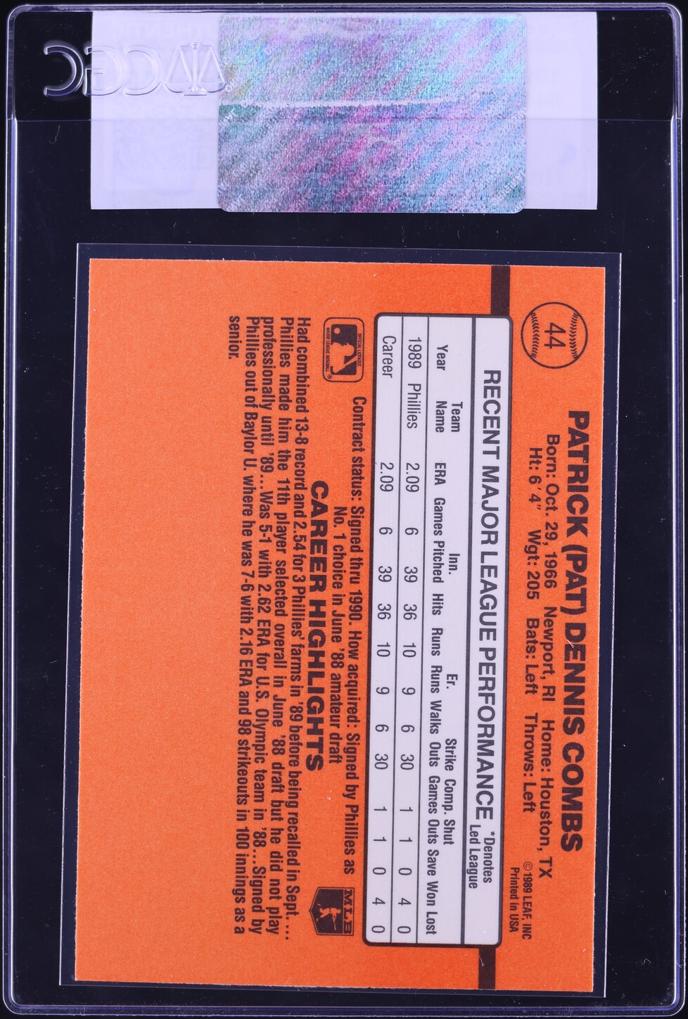 1990 Donruss Pat Combs ROOKIE #44 CGC AUTH on Fanatics Collect