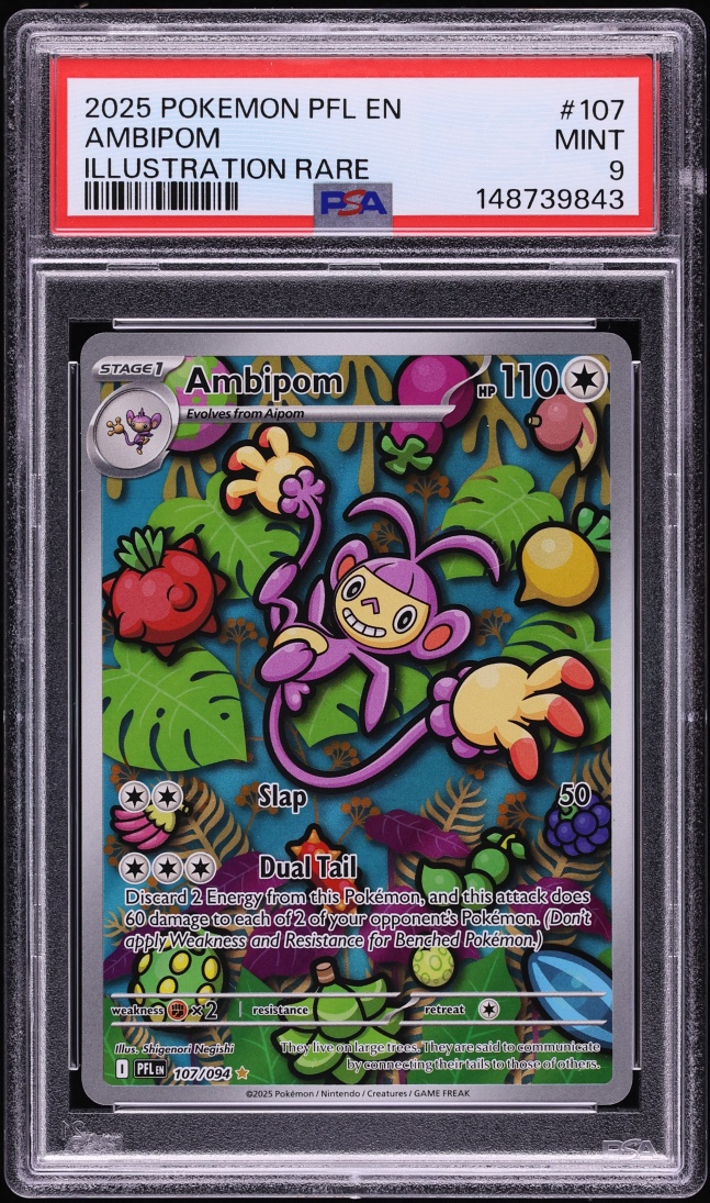 2025 Pokemon Mega Evolution Phantasmal Flames IR Ambipom #107 PSA 9 MINT