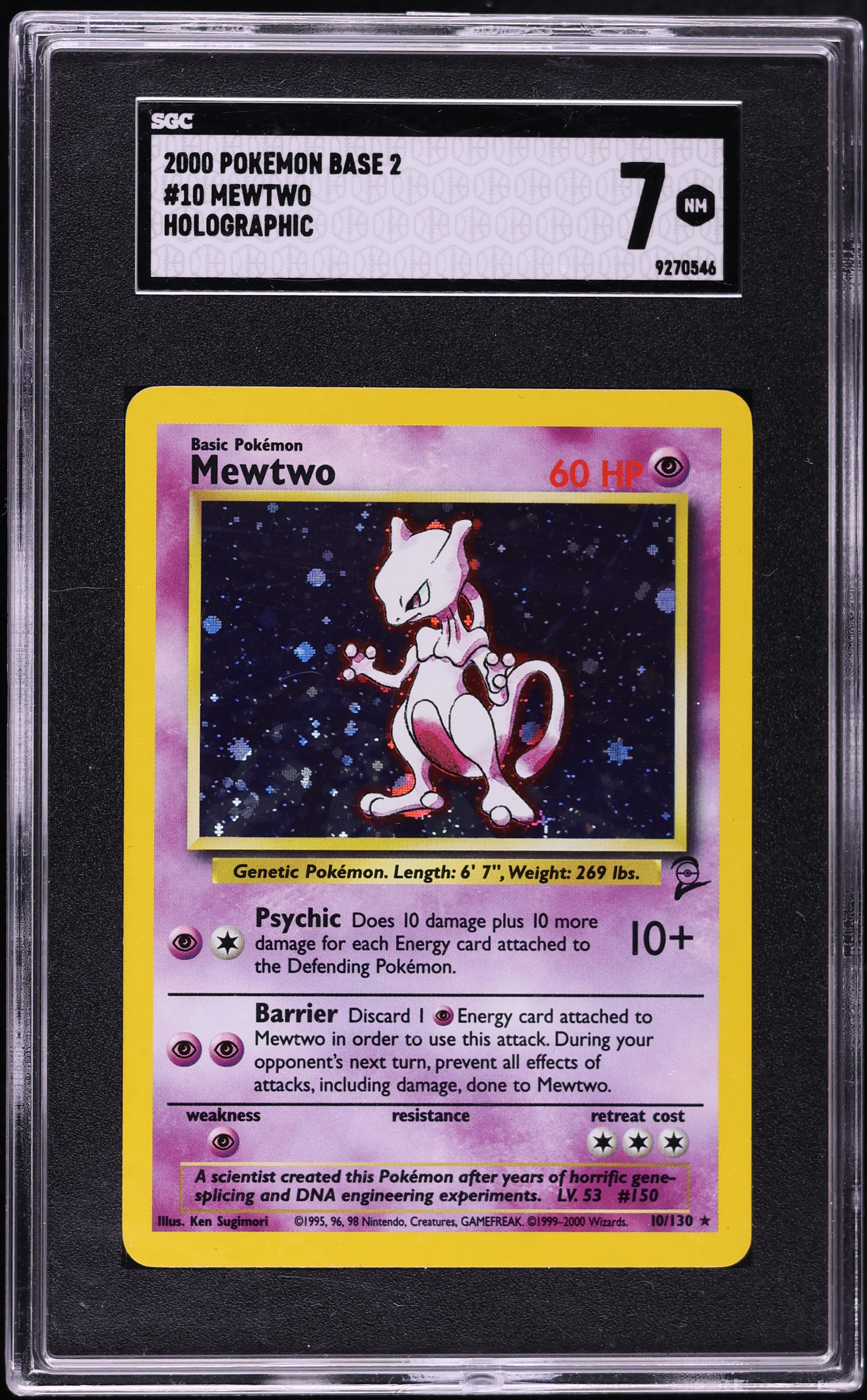 2000 Pokemon Base Set 2 Holo Mewtwo #10 SGC 7 NRMT