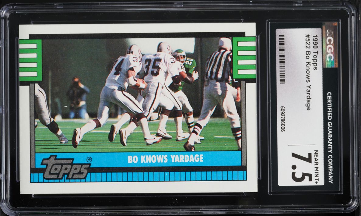 1990 Topps Football Bo Knows Yardage #522 CGC 7.5 NRMT+