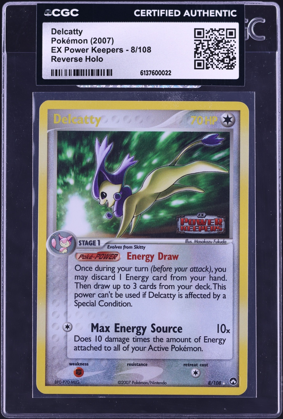 2007 Pokemon EX Power Keepers Reverse Holo Delcatty #8 CGC AUTH