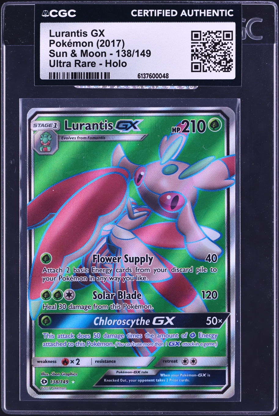 2017 Pokemon Sun & Moon Full Art Holo Lurantis GX #138 CGC AUTH