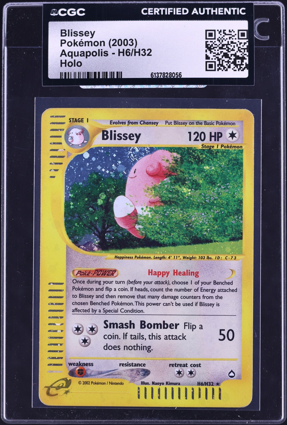 2003 Pokemon Aquapolis Holo Blissey #H6 CGC AUTH