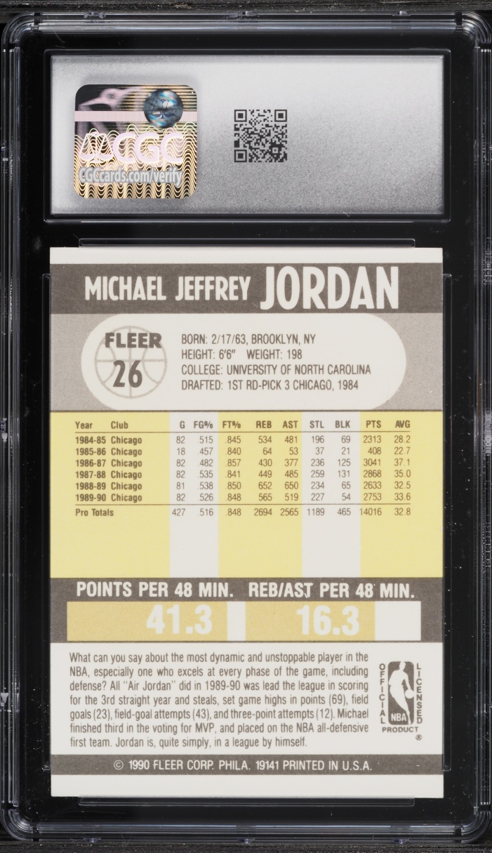1990 Fleer Basketball Michael Jordan #26 CGC 9.5 MINT+
