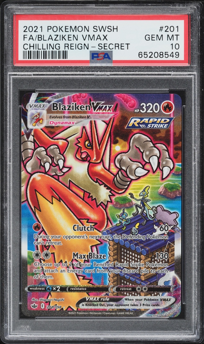 2021 Pokemon Sword & Shield Chilling Reign SEC Blaziken VMAX #201 PSA 10 GEM MINT