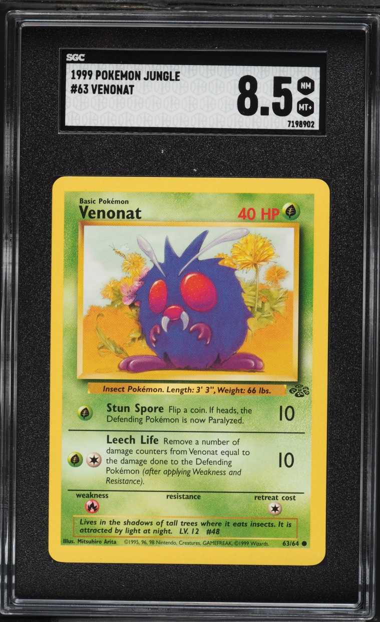 1999 Pokemon Jungle Venonat #63 SGC 8.5 NM-MT+