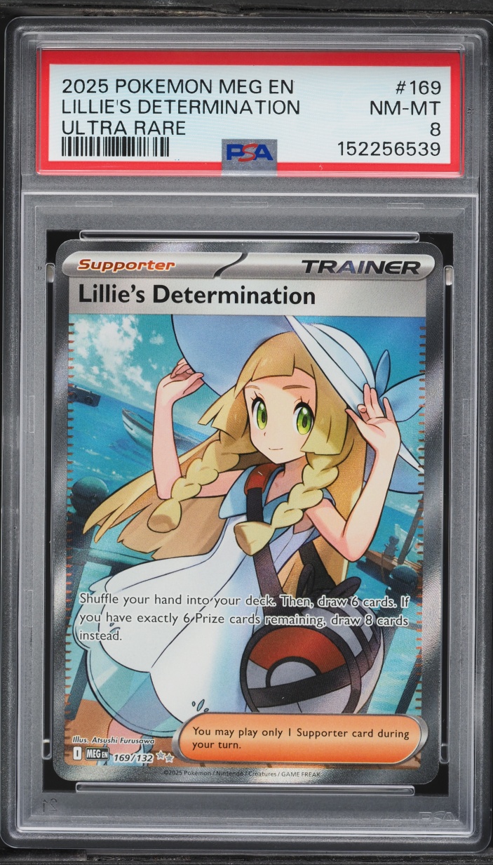 2025 Pokemon Mega Evolution Full Art Lillie's Determination #169 PSA 8 NM-MT