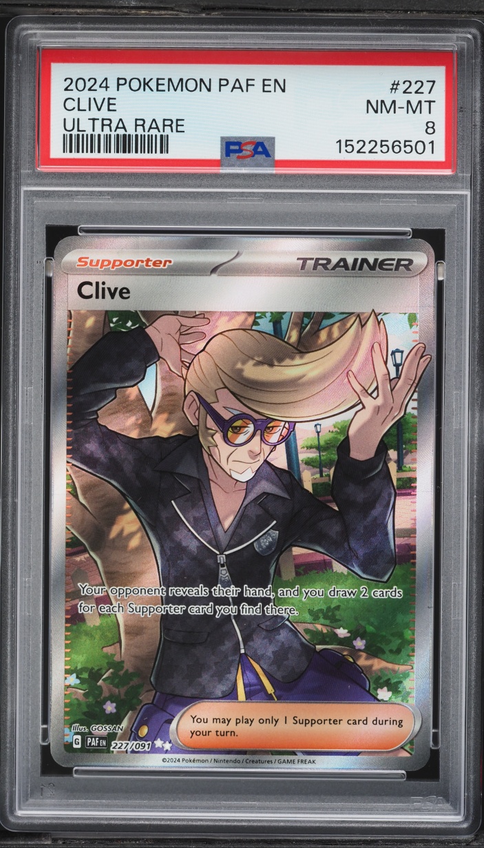 2024 Pokemon Scarlet & Violet Paldean Fates Full Art Clive #227 PSA 8 NM-MT