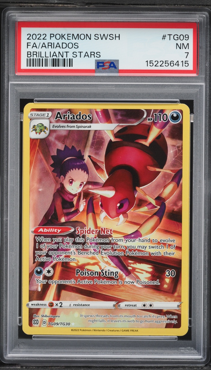 2022 Pokemon Sword & Shield Brilliant Stars CHR Ariados #TG09 PSA 7 NRMT