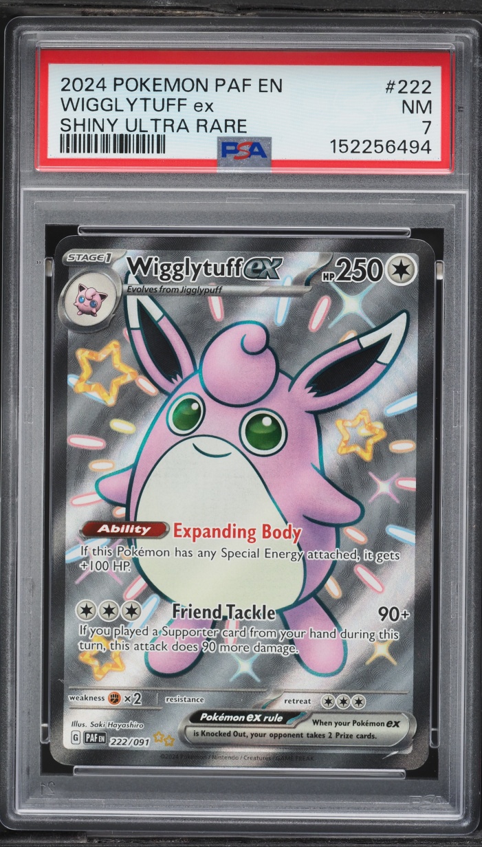 2024 Pokemon Scarlet & Violet Paldean Fates Full Art Shiny Wigglytuff EX #222 PSA 7 NRMT