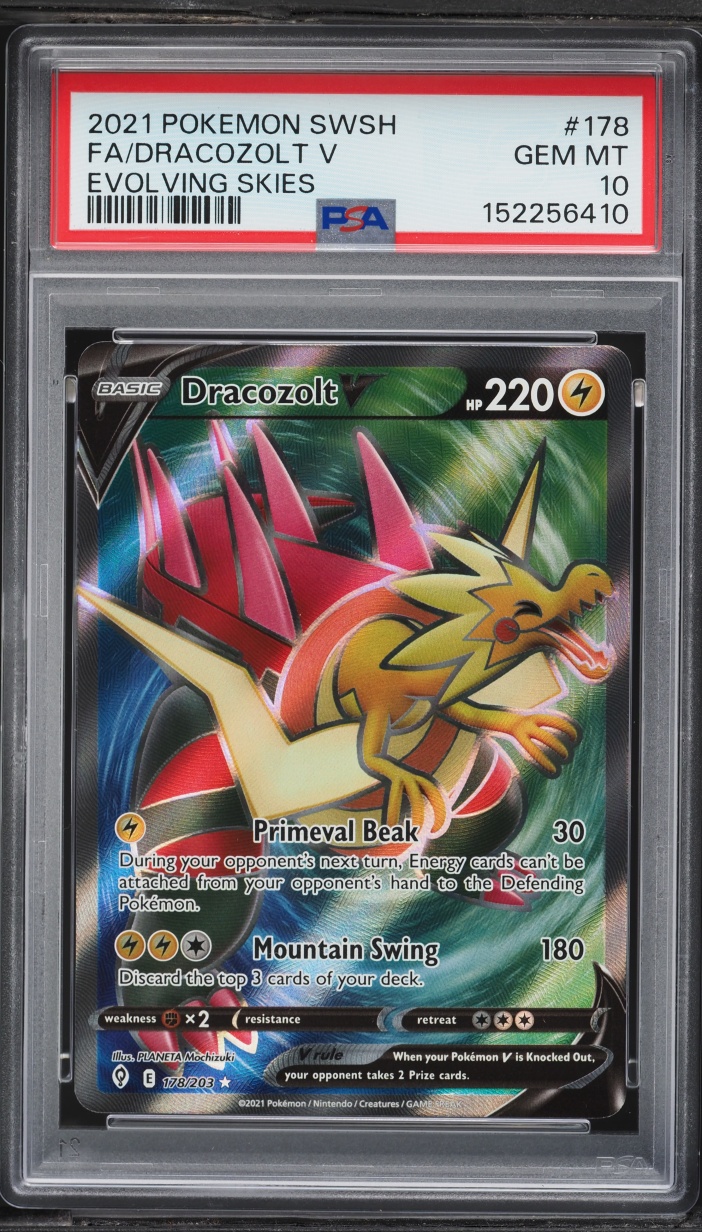 2021 Pokemon Sword & Shield Evolving Skies Full Art Dracozolt V #178 PSA 10 GEM MINT