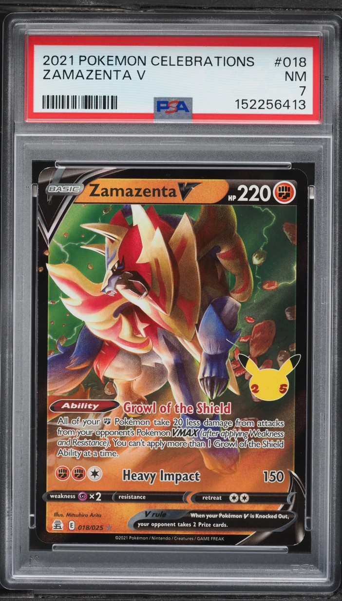 2021 Pokemon Sword & Shield Celebrations Holo Zamazenta V #18 PSA 7 NRMT