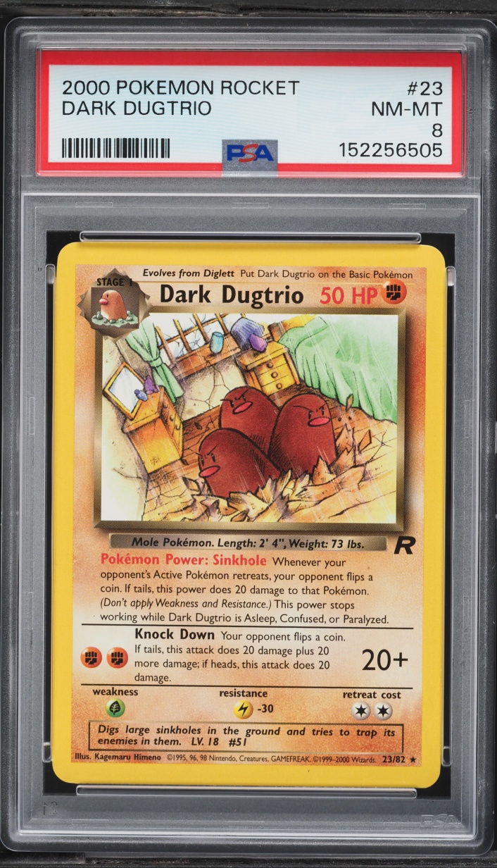 2000 Pokemon Team Rocket Dark Dugtrio #23 PSA 8 NM-MT