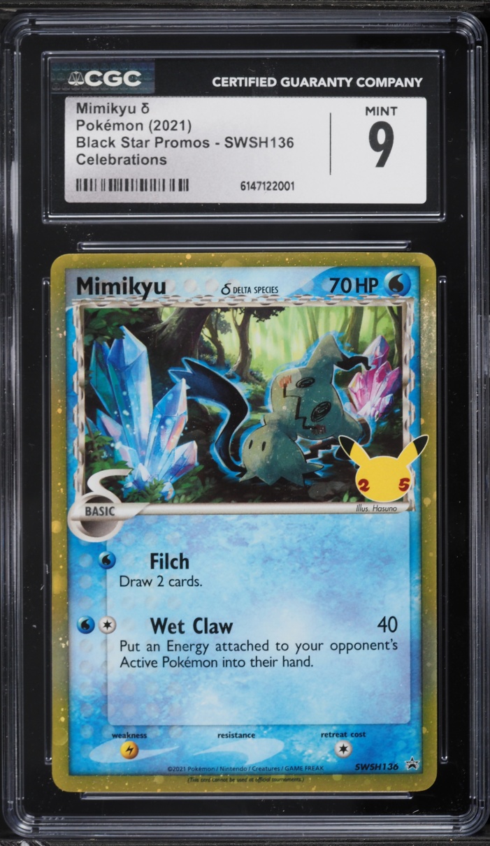 2021 Pokemon Sword & Shield Black Star Promo Celebrations Holo Mimikyu #SWSH136 CGC 9 MINT