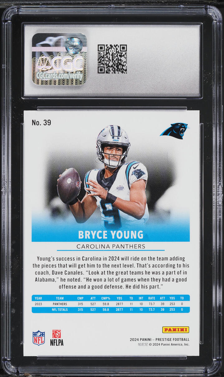 2024 Panini Prestige Bryce Young #39 CGC 10 GEM MINT
