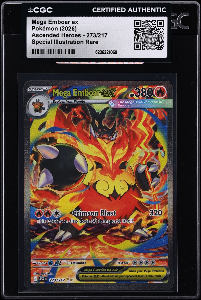 2026 Pokemon Mega Evolution Ascended Heroes SIR Mega Emboar Ex #273 CGC AUTH