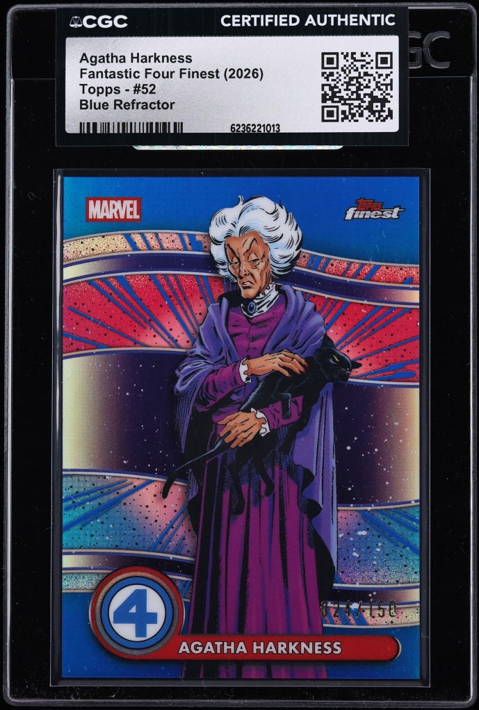 2026 Finest Fantastic Four Blue Refractor Agatha Harkness /150 #52 CGC AUTH