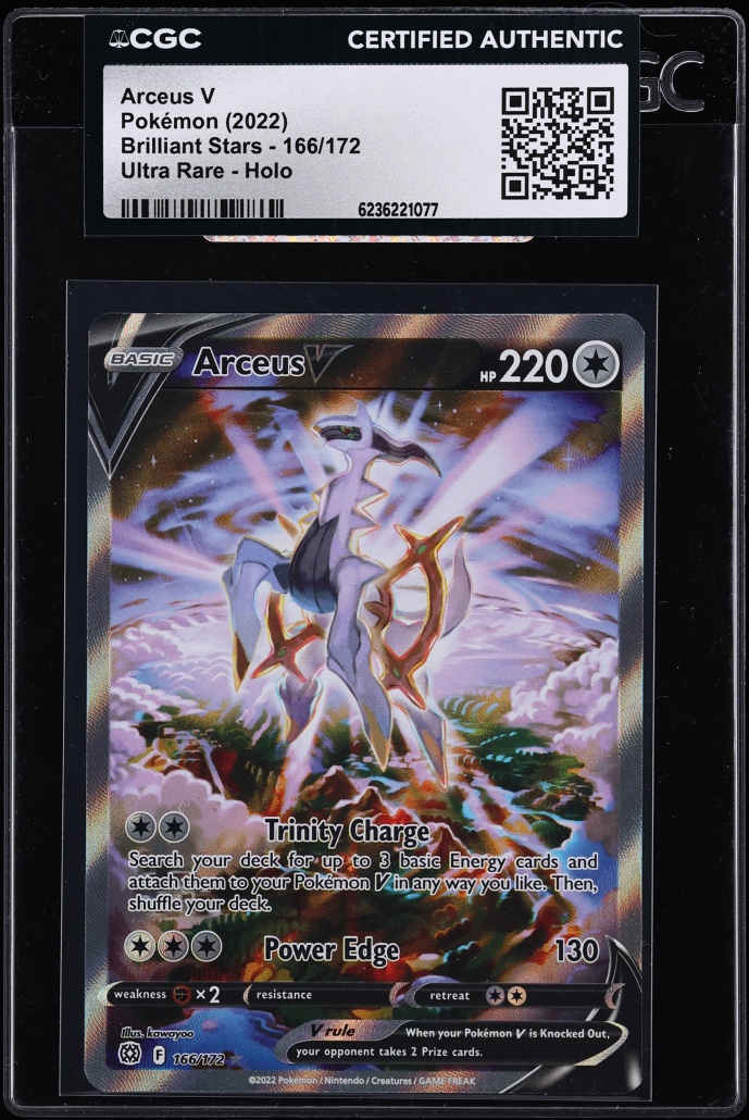 2022 Pokemon Sword & Shield Brilliant Stars Alt Art Arceus V #166 CGC AUTH