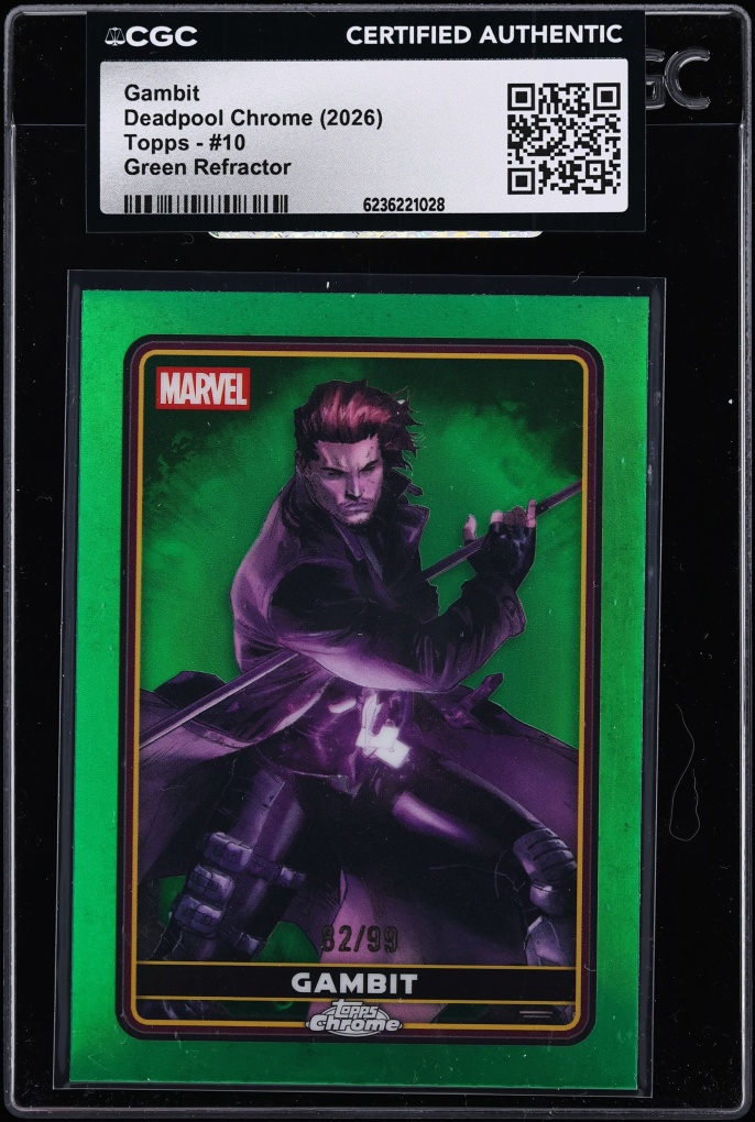 2026 Topps Chrome Deadpool Green Refractor Gambit /99 #10 CGC AUTH