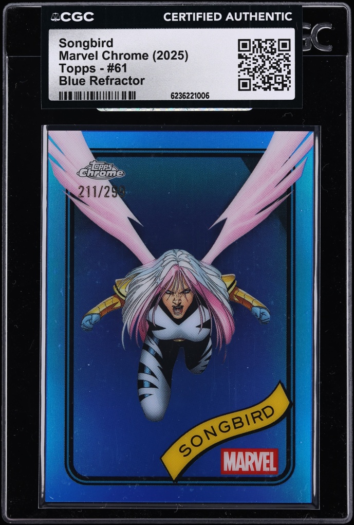 2025 Topps Chrome Marvel Blue Refractor Songbird /299 #61 CGC AUTH
