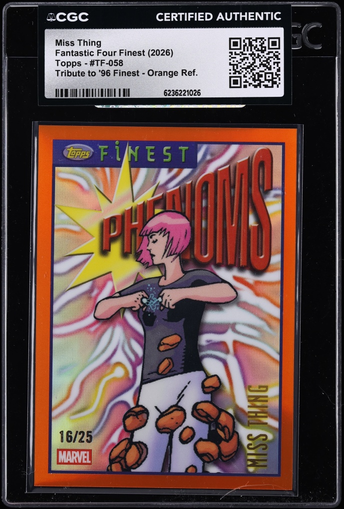 2026 Finest Fantastic Four Tribute To '96 Orange Refractor Miss Thing /25 #TF-058 CGC AUTH