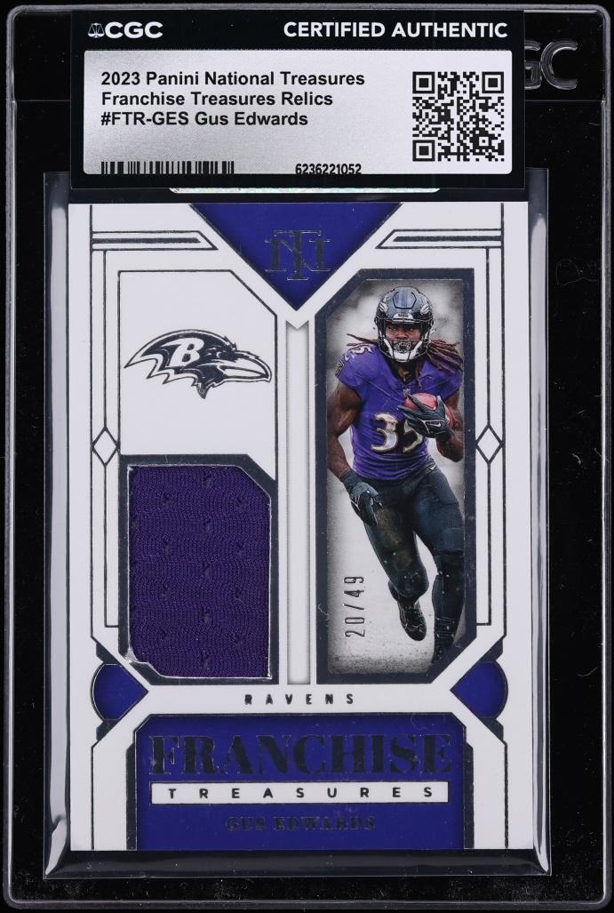 2023 National Treasures Franchise Treasures Relics Gus Edwards PATCH /49 #FTR-GES CGC AUTH