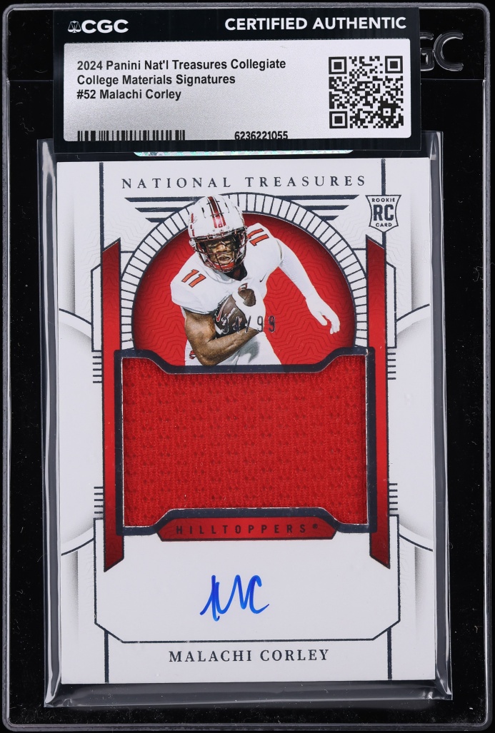 2024 National Treasures Collegiate College Malachi Corley ROOKIE PATCH AUTO /99 #52 CGC AUTH