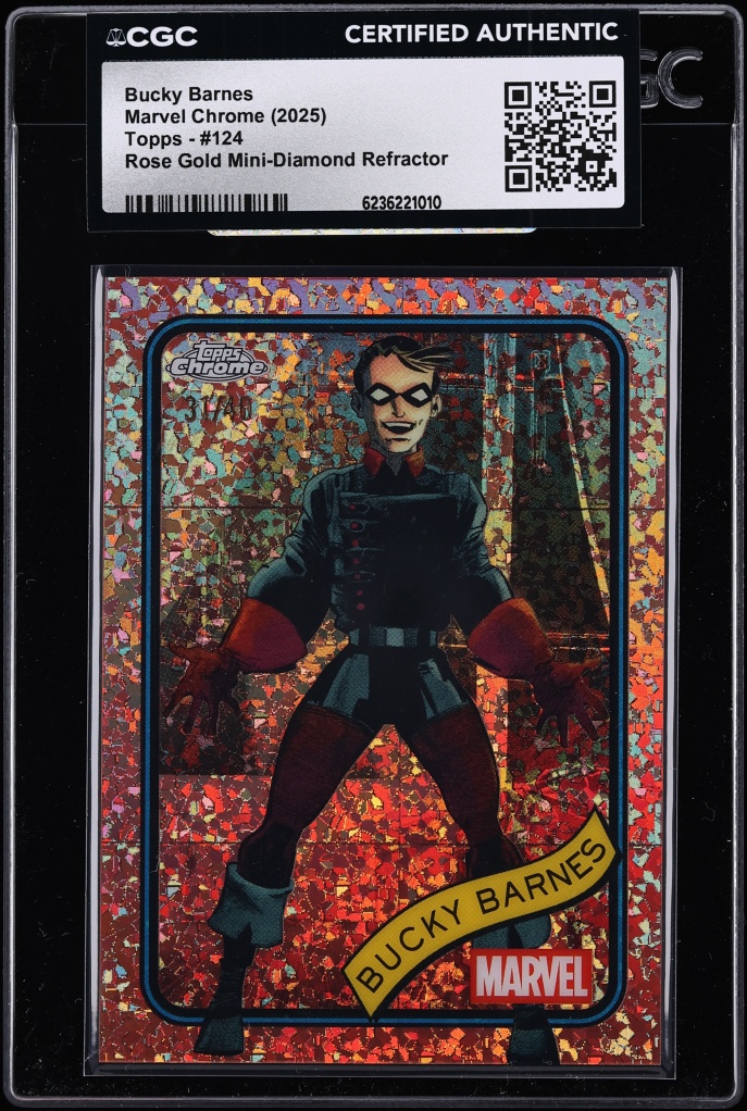 2025 Topps Chrome Marvel Rose Gold Mini Diamond Refractor Bucky Barnes /40 #124 CGC AUTH