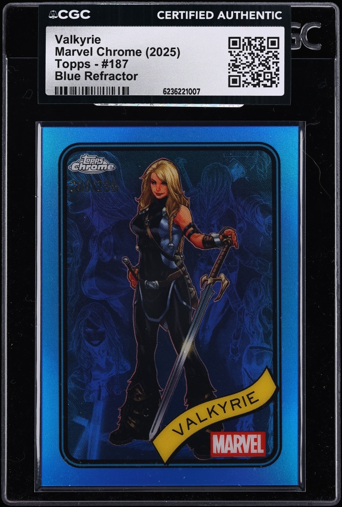 2025 Topps Chrome Marvel Blue Refractor Valkyrie /299 #187 CGC AUTH