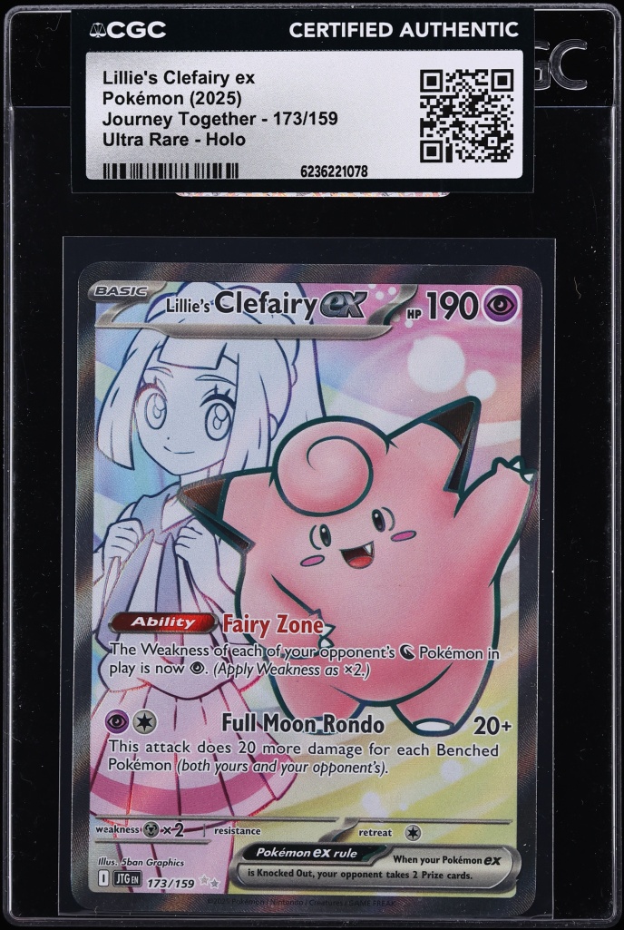 2025 Pokemon Scarlet & Violet Journey Together Full Art Lillie's Clefairy Ex #173 CGC AUTH