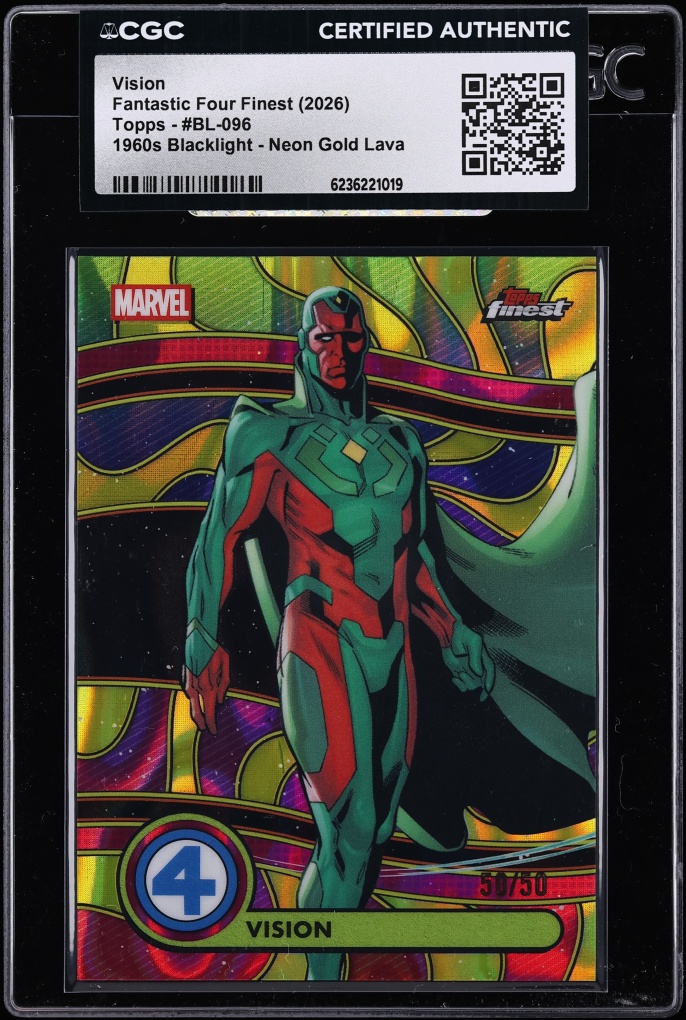 2026 Finest Fantastic Four 1960s Blacklight Neon Gold Lava Vision 50/50 #BL-096 CGC AUTH
