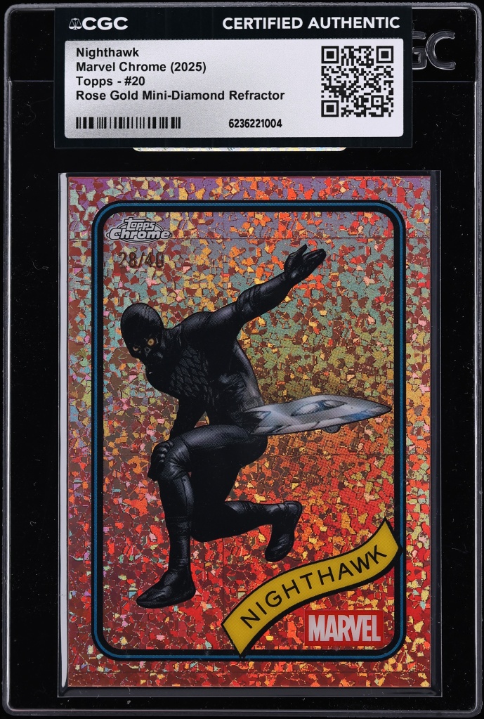 2025 Topps Chrome Marvel Rose Gold Mini Diamond Refractor Nighthawk /40 #20 CGC AUTH