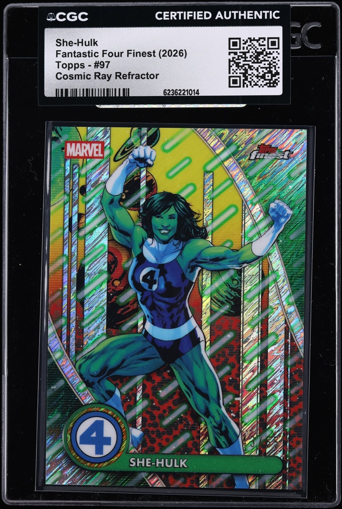 2026 Finest Fantastic Four Cosmic Ray Refractor She-Hulk /65 #97 CGC AUTH
