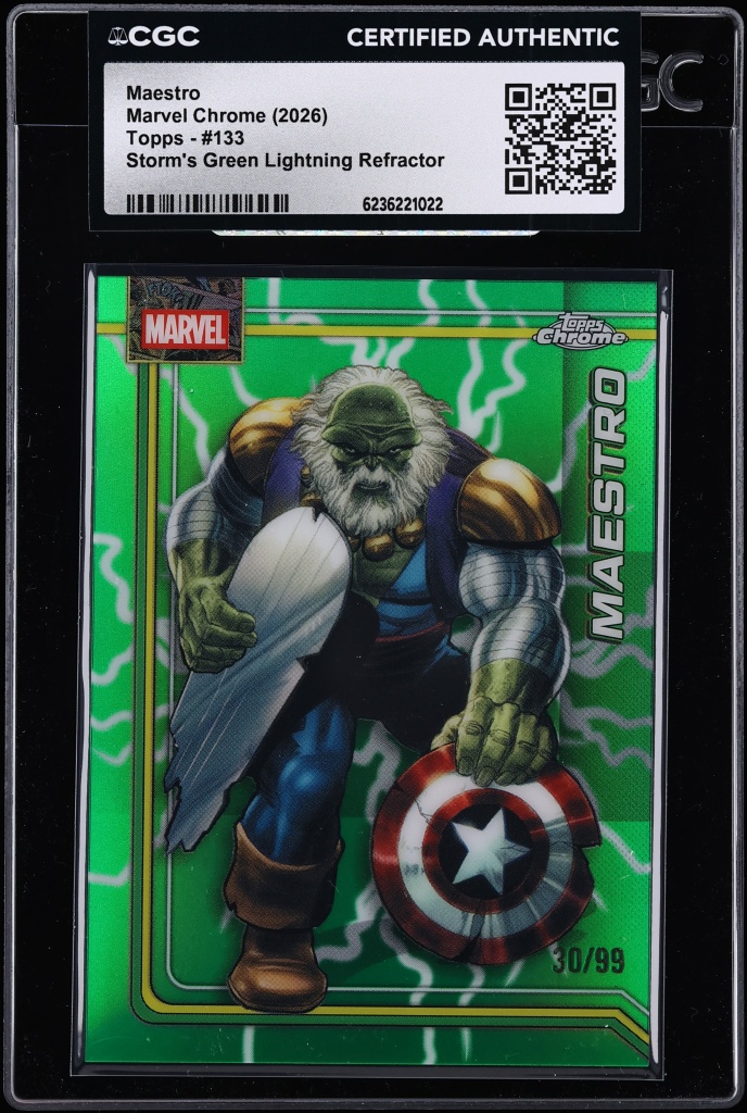 2026 Topps Chrome Marvel Storm's Green Lightning Refractor Maestro /99 #133 CGC AUTH